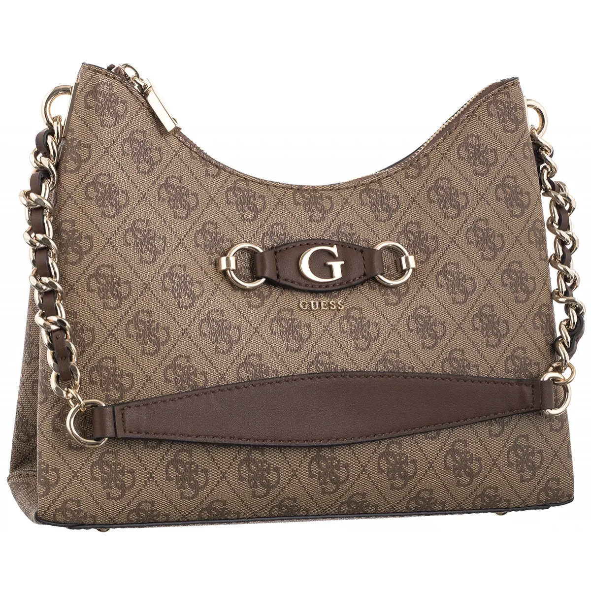 靴/バッグ GUESS Torebka Guess Izzy Top Zip Shoulder Bag HWSG86 54010 Latte Logo