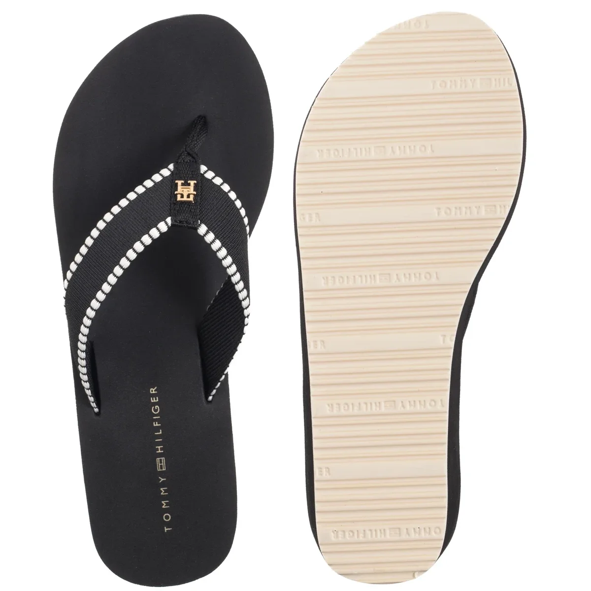 『HAMI VEN 6108 GOLD×BLACK』 Japonki z teksturowanym logo | Czarny | Tommy Hilfiger