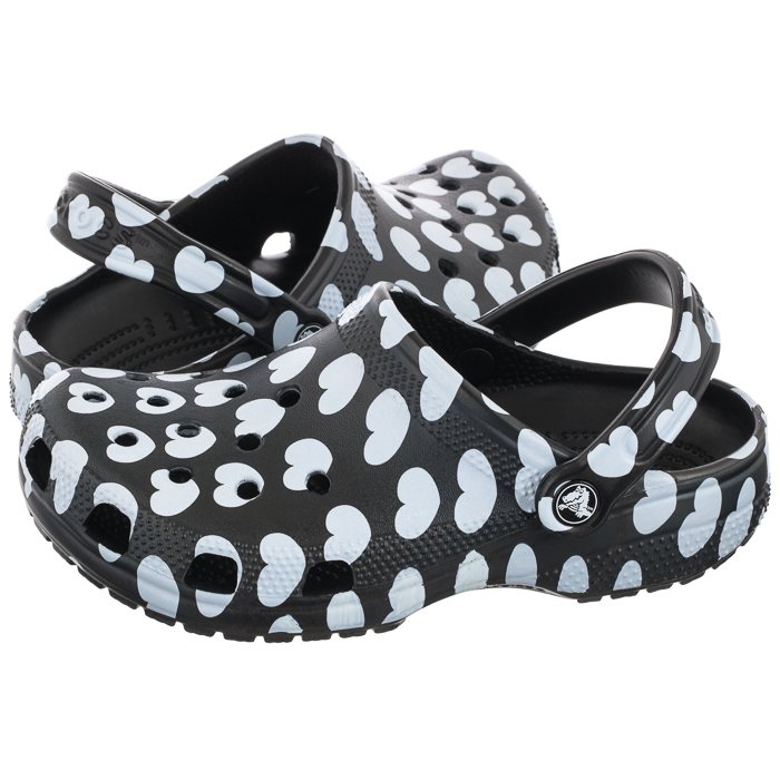 Klapki Crocs Classic Heart Print Clog Black/White 207679-066 w
