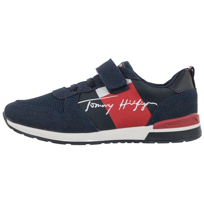 Buty Tommy Hilfiger Low Cut Lace-Up Velcro Sneaker Blue T1B4-32234-1040 800  w