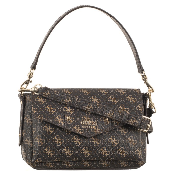 Guess Brenton Flap Shoulder Bag Coal Logo in Schwarz | DE