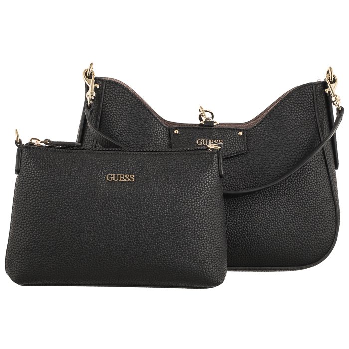 GUESS Eco Brenton Hobo - Borsa A Tracolla + Pochette In Tinta - Colore White Logo - Materiale Eco PU - 6