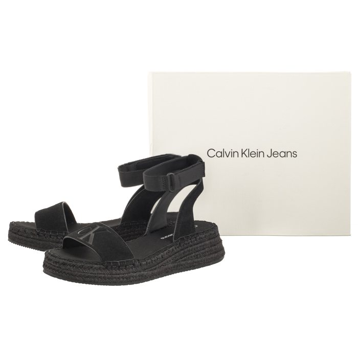 Sandały Calvin Klein Sporty Wedge Rope Su Con Black YW0YW00977 BDS w ...