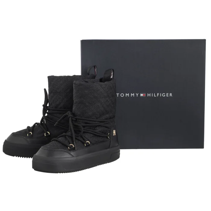 Śniegowce Tommy Hilfiger Lace-Up Monogram Snowboot Black FW0FW08430 BDS – zdjęcie 7