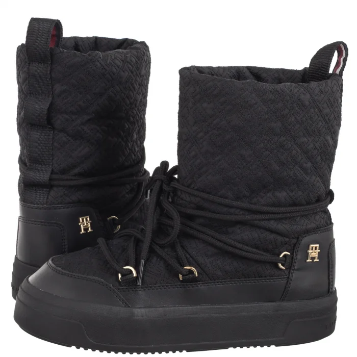 Śniegowce Tommy Hilfiger Lace-Up Monogram Snowboot Black FW0FW08430 BDS – zdjęcie 1