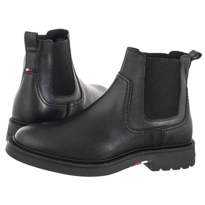 Sztyblety Tommy Hilfiger Hilfiger Comfort Lwt Lth Chelsea Black FM0FM05184 BDS – zdjęcie 1