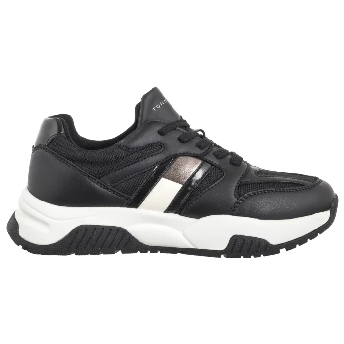 Sneakersy Tommy Hilfiger Flag Low Cut Lace-Up Sneaker Black/Silver T3A9-33550-1697X399 – zdjęcie 3
