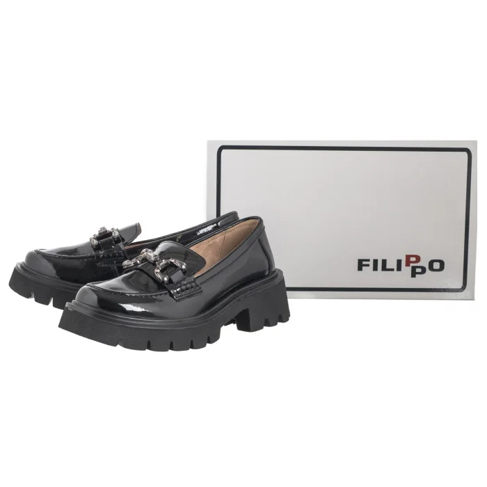 Mokasyny Filippo Czarne Lakierowane DP6475/24 BK L – zdjęcie 8