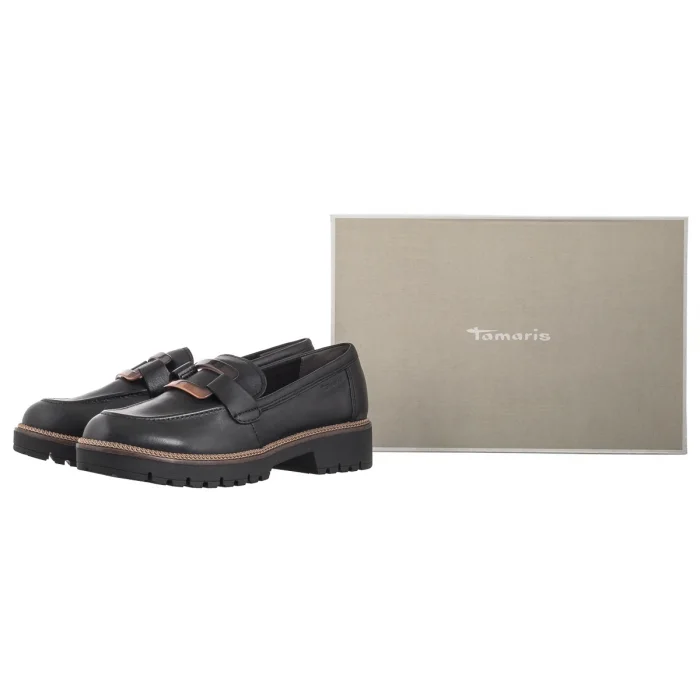 Mokasyny Tamaris Czarne 1-24722-43 003 Black Leather – zdjęcie 8