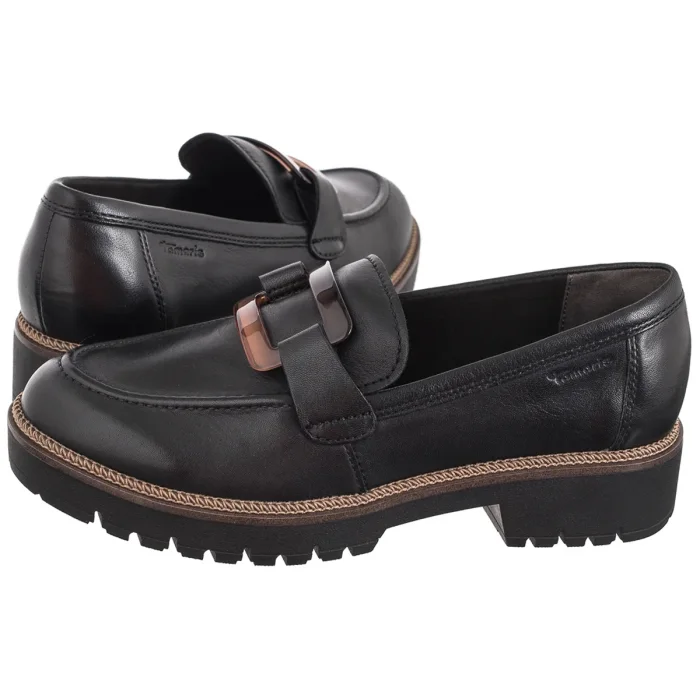 Mokasyny Tamaris Czarne 1-24722-43 003 Black Leather – zdjęcie 1