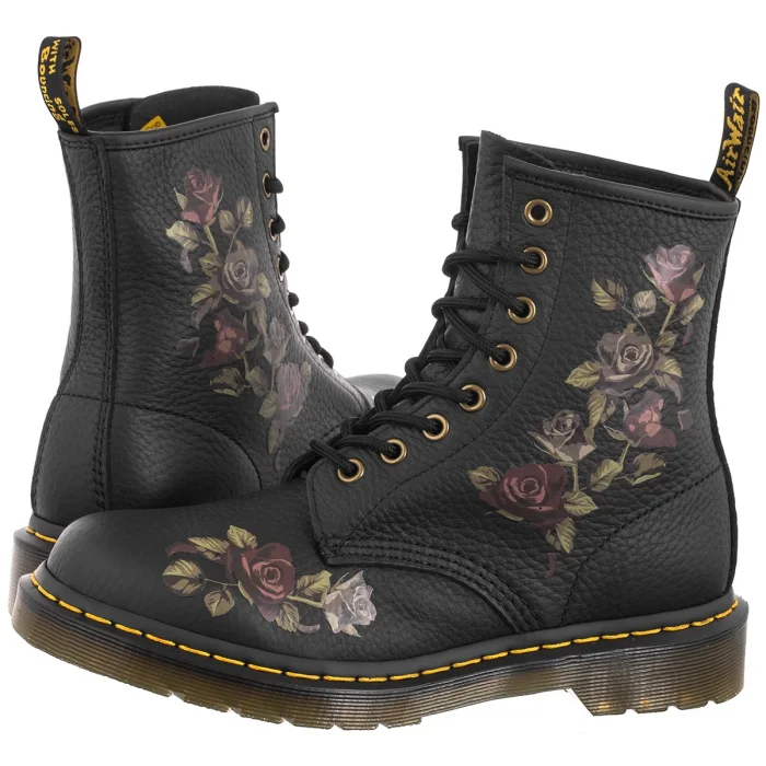 Glany Dr. Martens 1460 Decayed Roses Classic Tumbled Nappa Black 32070001 – zdjęcie 1