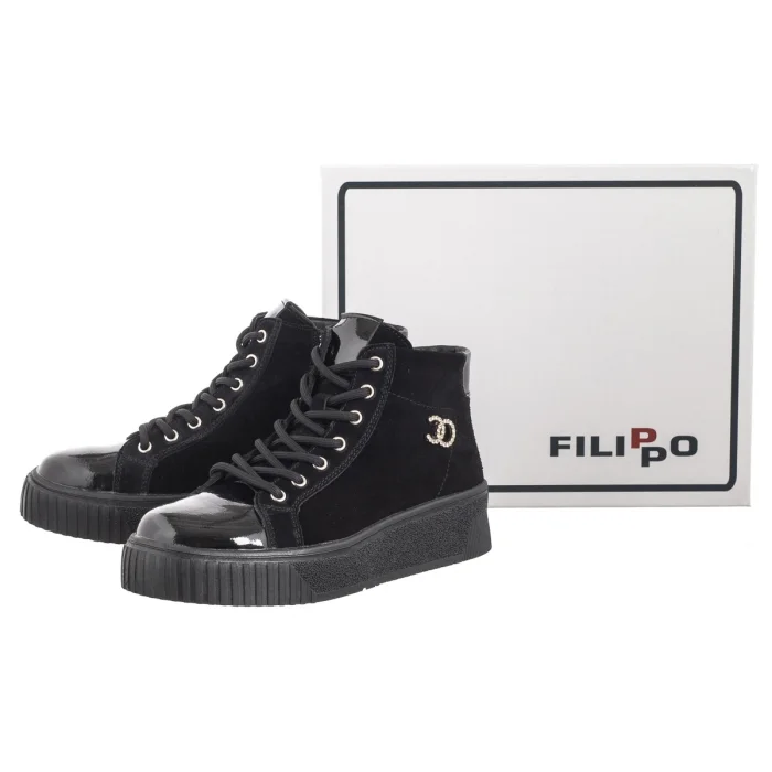 Botki Filippo Czarne DBT6483/24 BK  – zdjęcie 8