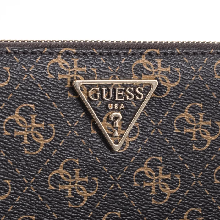 Portfel Guess Laurel Slg Large Zip Around SWQE85 00146 Brown Logo – zdjęcie 4