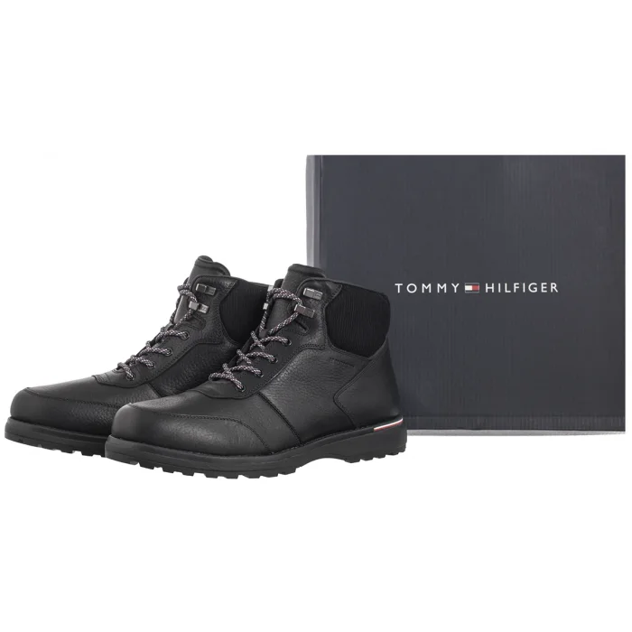 Trzewiki Tommy Hilfiger Corporate Warm Outdoor Lth Boot Black FM0FM05148 BDS – zdjęcie 8