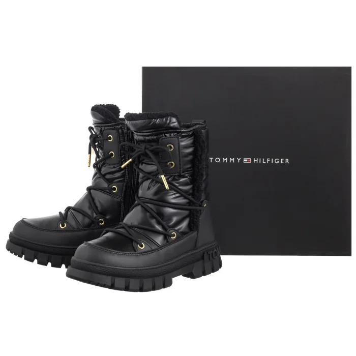 Śniegowce Tommy Hilfiger Fur Boot Black T3A5-33610-1695999 – zdjęcie 7