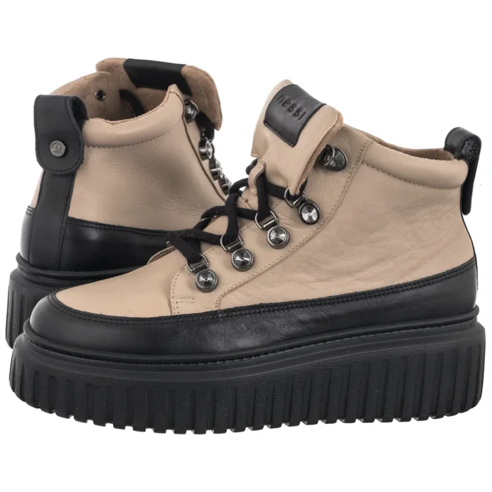 Sneakersy Nessi Czarne+Beżowe 24666 – zdjęcie 1