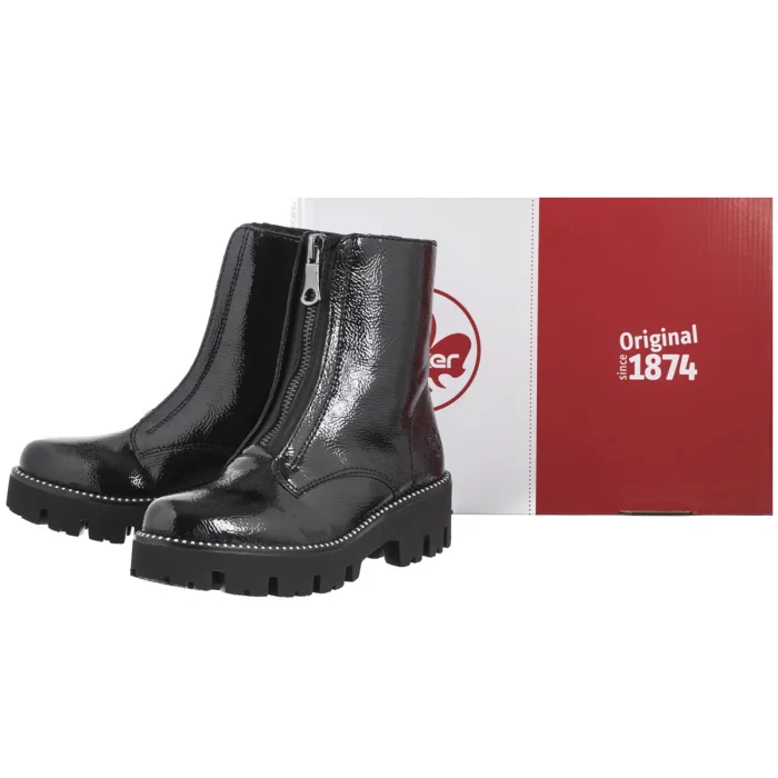 Botki Rieker Czarne Lakierowane Y3351-00 Black – zdjęcie 8