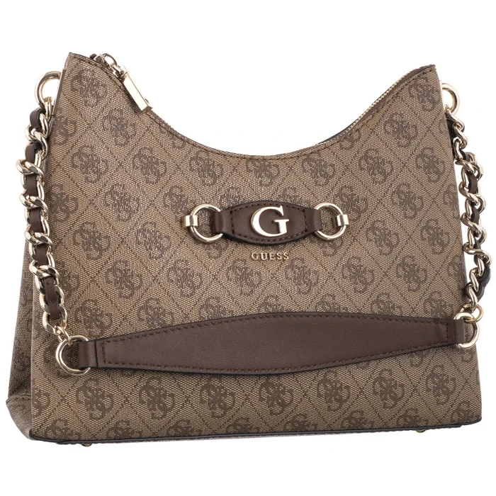 Torebka Guess Izzy Top Zip Shoulder Bag HWSG86 54010 Latte Logo/Brown – zdjęcie 1