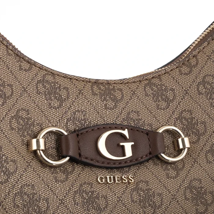 Torebka Guess Izzy Top Zip Shoulder Bag HWSG86 54010 Latte Logo/Brown – zdjęcie 4