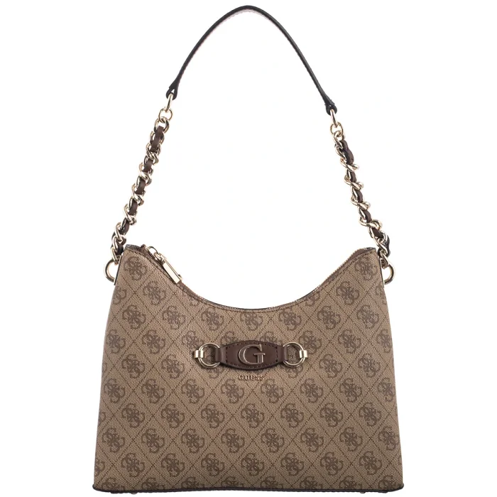 Torebka Guess Izzy Top Zip Shoulder Bag HWSG86 54010 Latte Logo/Brown – zdjęcie 5