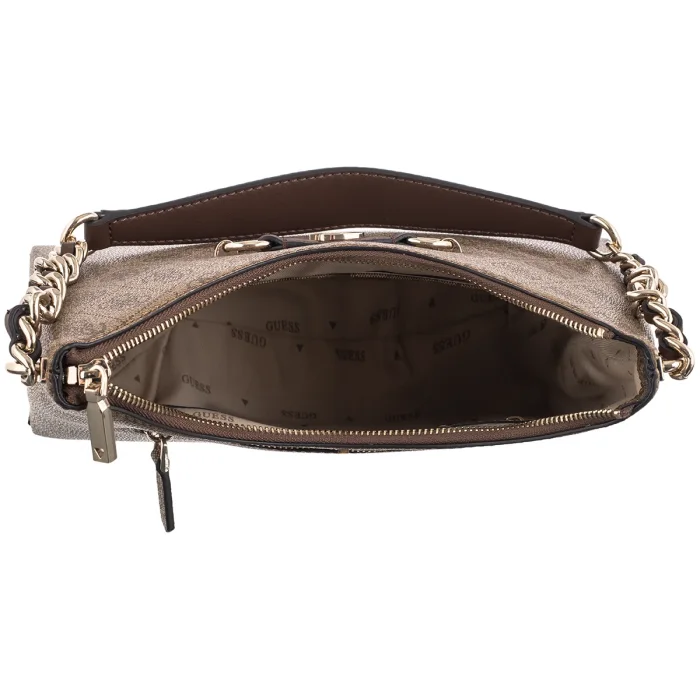 Torebka Guess Izzy Top Zip Shoulder Bag HWSG86 54010 Latte Logo/Brown – zdjęcie 6