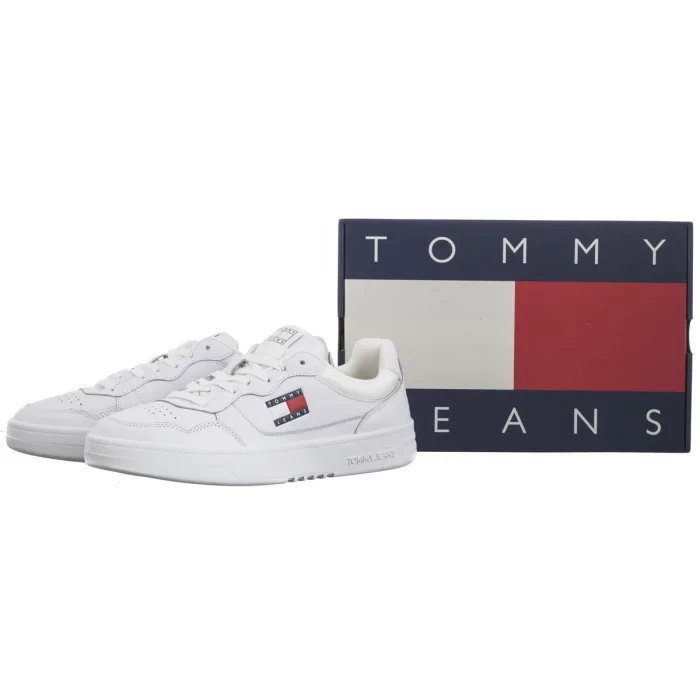 Sneakersy Tommy Hilfiger Tjm Cupsole Leather Ess White EM0EM01443 YBR – zdjęcie 9