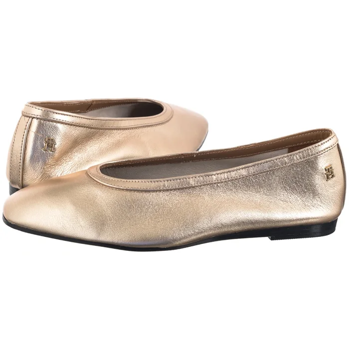 Baleriny Tommy Hilfiger Soft Metal Lthr Ballerina No Bow Gold FW0FW08601 0HS – zdjęcie 1