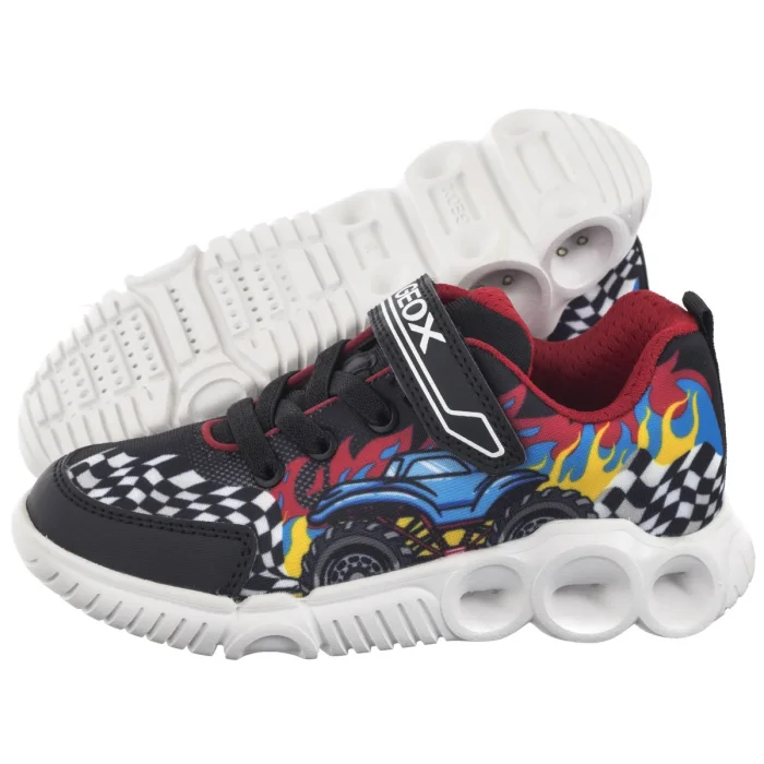 Buty Geox J Wroom B. D -Pr.Mesh + Pr.Dbk Black/Red J55GAD 02ACE C0048 – zdjęcie 1