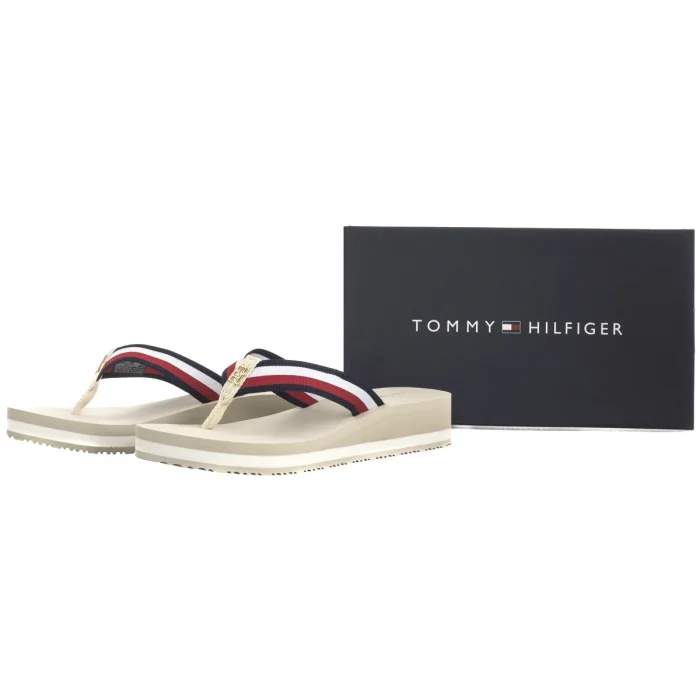 Japonki Tommy Hilfiger TH Corp Mid Wedge Beach Sandal Muslin FW0FW08517 ACJ – zdjęcie 9