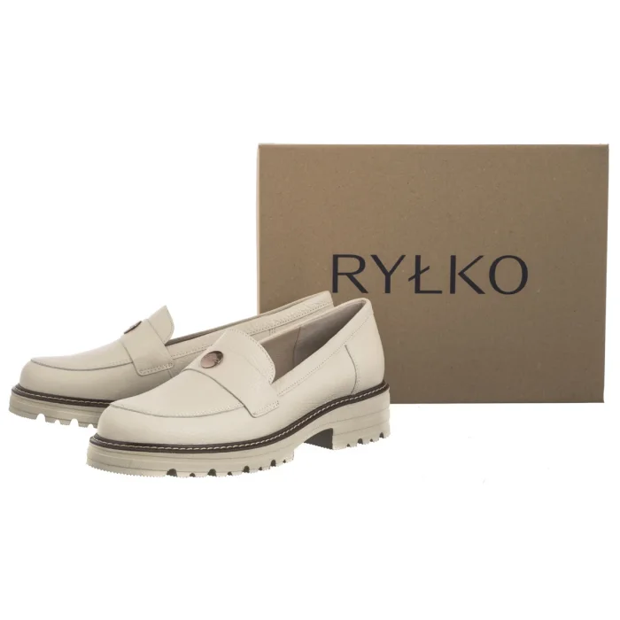 Mokasyny Ryłko Kremowe E2R70_M_ _6JN – zdjęcie 10