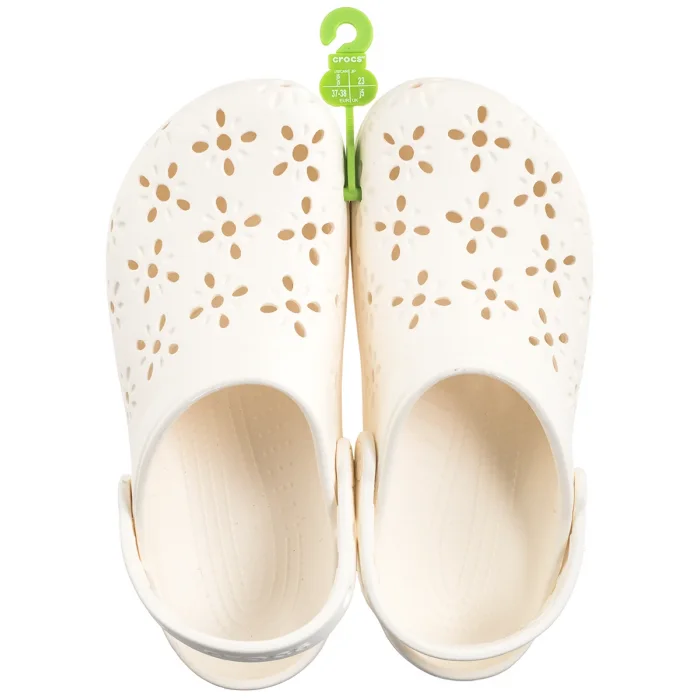 Klapki Crocs Classic Floral Cut Out Clog Chalk 210943-0WV – zdjęcie 8