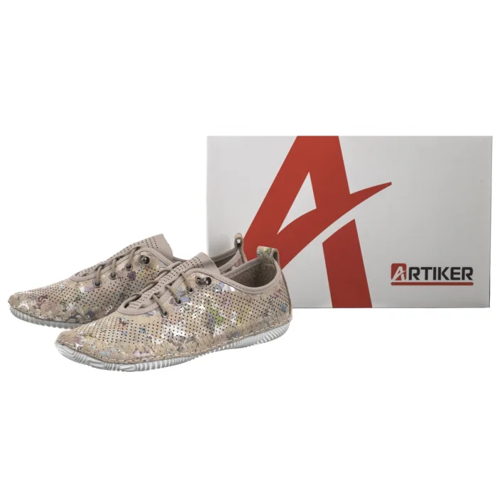 Półbuty Artiker Beżowe Ażurowe w Kwiatki 56C2689 – zdjęcie 8