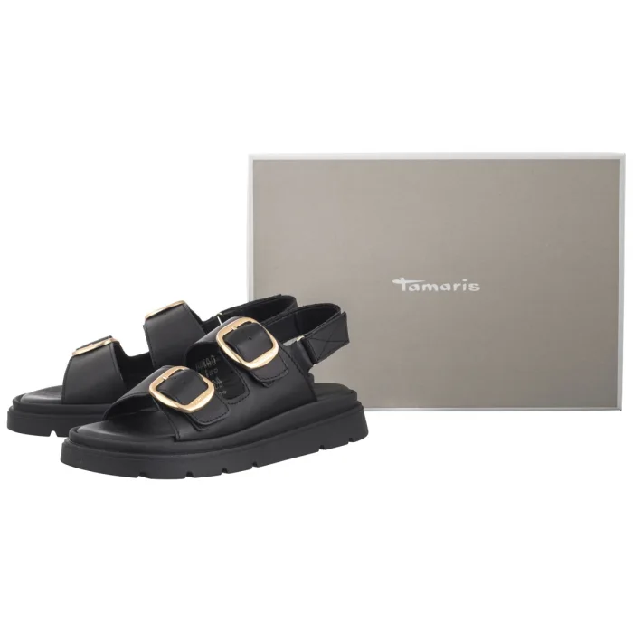 Sandały Tamaris Czarne 1-28233-44 003 Black Leather – zdjęcie 8