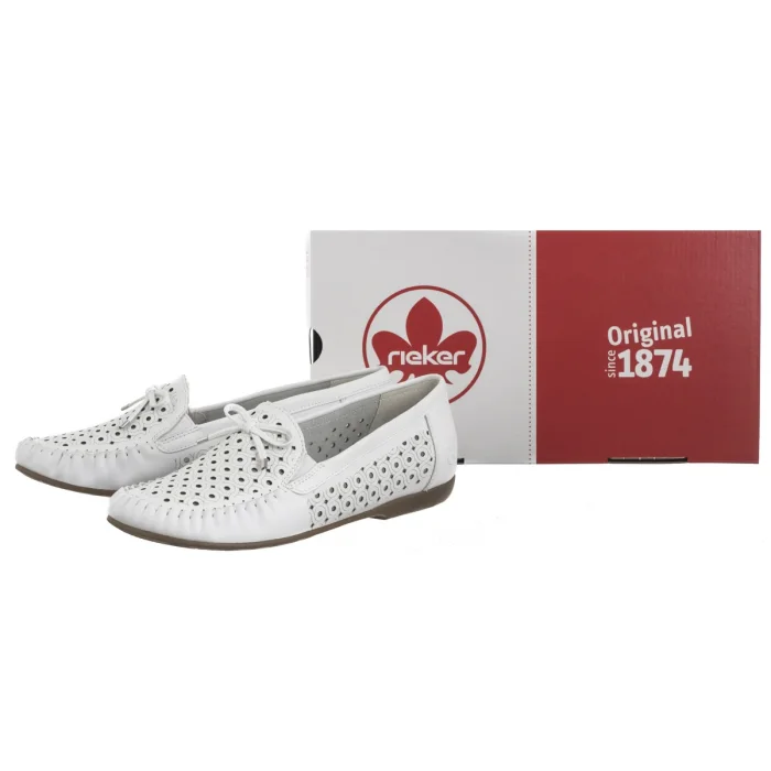 Mokasyny Rieker Białe Ażurowe L6352-80 White – zdjęcie 8