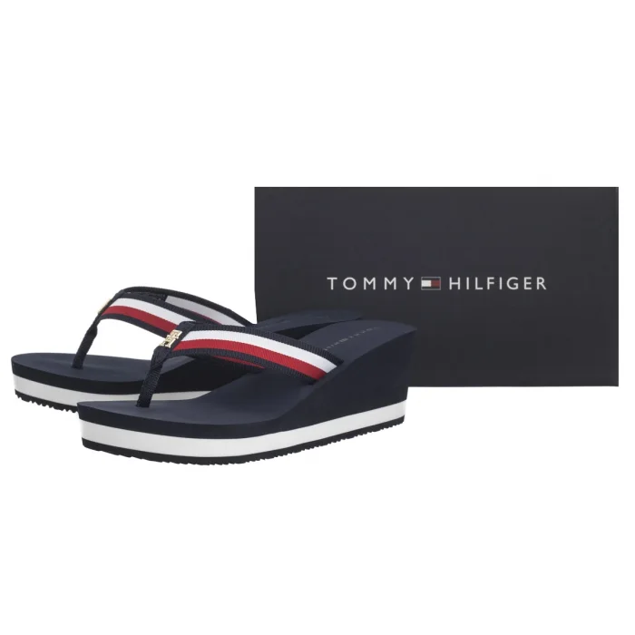 Japonki Tommy Hilfiger TH Corporate Wedge Beach Sandal Space Blue FW0FW08520 DW6 – zdjęcie 8