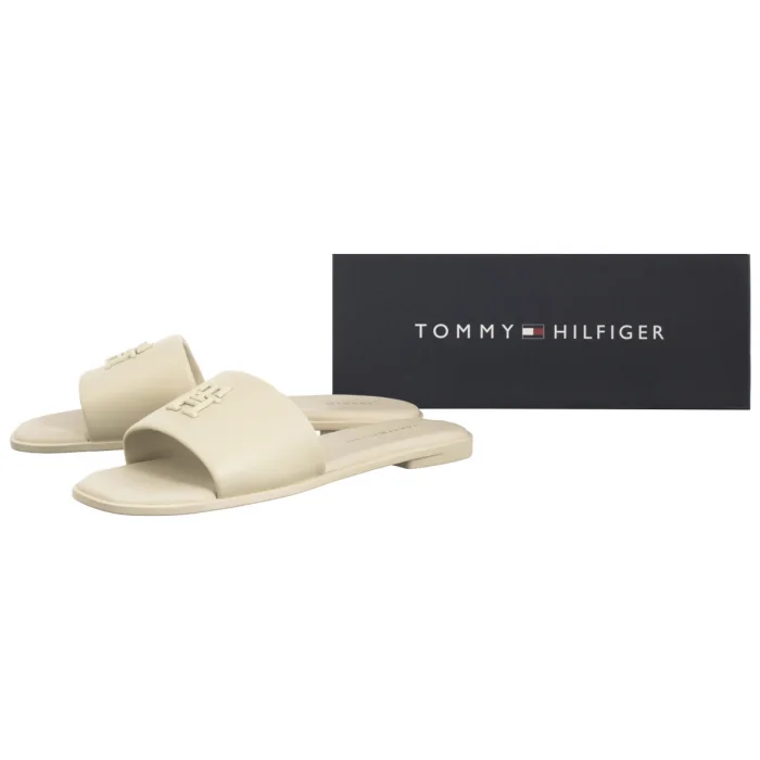 Klapki Tommy Hilfiger TH Logo Hardware Leather Mule Muslin FW0FW08806 ACJ – zdjęcie 7