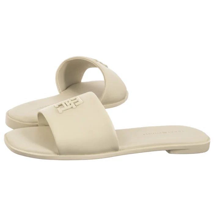 Klapki Tommy Hilfiger TH Logo Hardware Leather Mule Muslin FW0FW08806 ACJ – zdjęcie 1