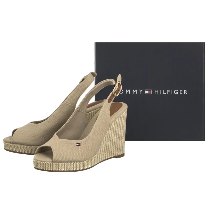 Sandały Tommy Hilfiger Flag High Wedge Espad Slingback Horseradish FW0FW08597 ACC – zdjęcie 8