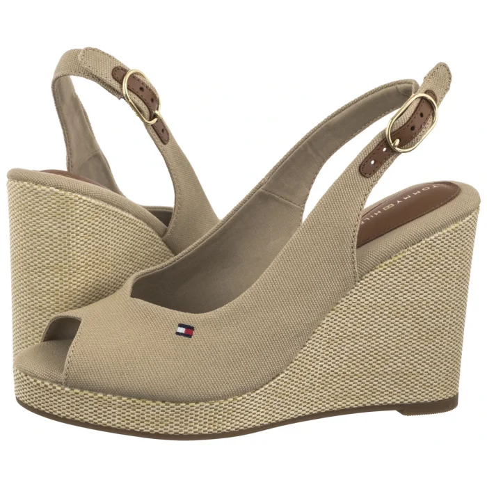Sandały Tommy Hilfiger Flag High Wedge Espad Slingback Horseradish FW0FW08597 ACC – zdjęcie 1