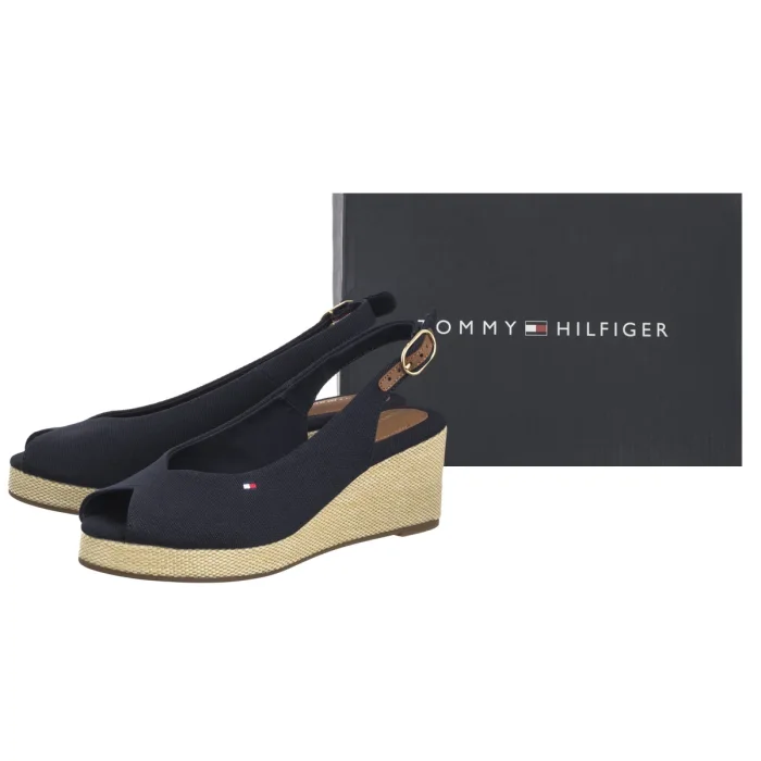 Sandały Tommy Hilfiger Flag Mid Wedge Espad Slingback Space Blue FW0FW08595 DW6 – zdjęcie 8