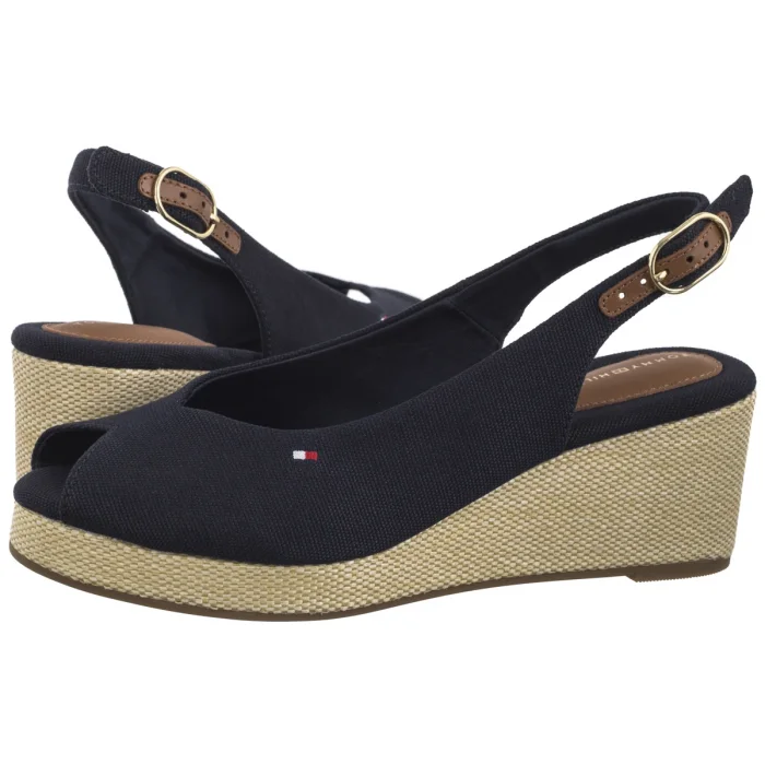 Sandały Tommy Hilfiger Flag Mid Wedge Espad Slingback Space Blue FW0FW08595 DW6 – zdjęcie 1