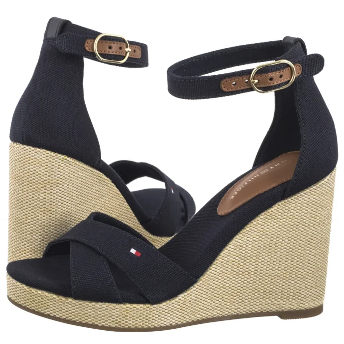 Sandały Tommy Hilfiger Flag High Wedge Espad Crisscross Space Blue FW0FW08661 DW6 – zdjęcie 1