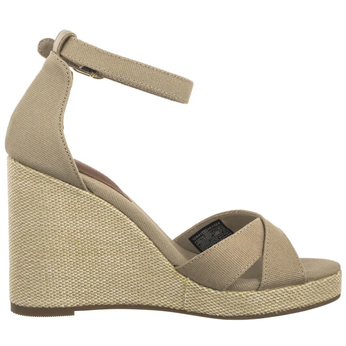 Sandały Tommy Hilfiger Flag High Wedge Espad Crisscross Horseradish FW0FW08661 ACC – zdjęcie 3