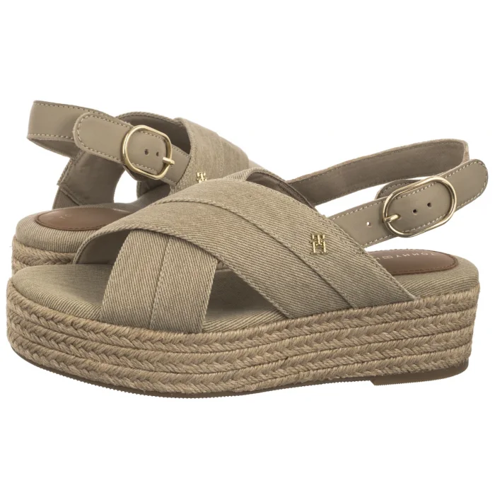 Sandały Tommy Hilfiger Denim Espadrille Platform Sandal Horseradish FW0FW08669 ACC – zdjęcie 1