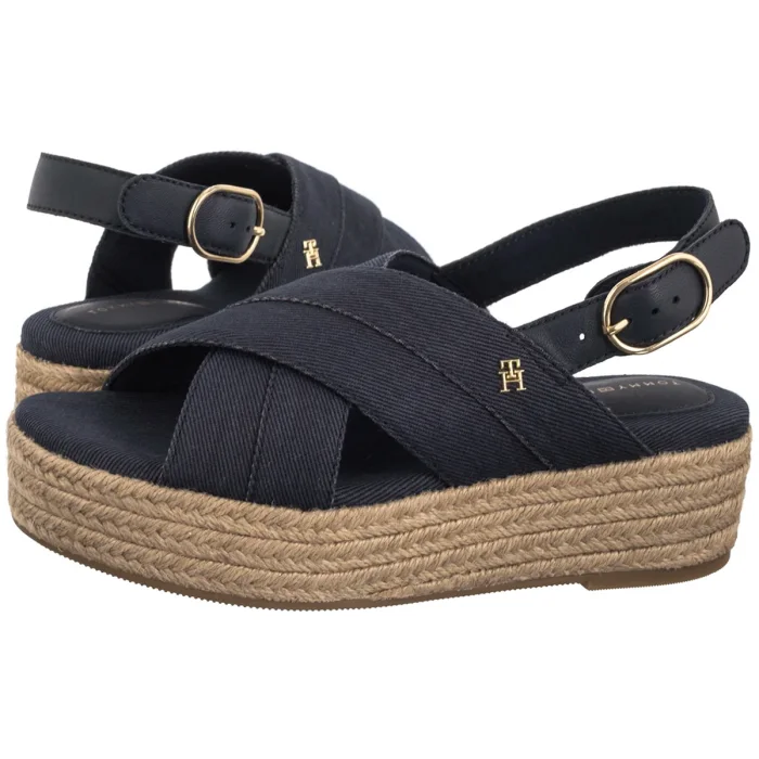 Sandały Tommy Hilfiger Denim Espadrille Platform Sandal Space Blue FW0FW08669 DW6 – zdjęcie 1