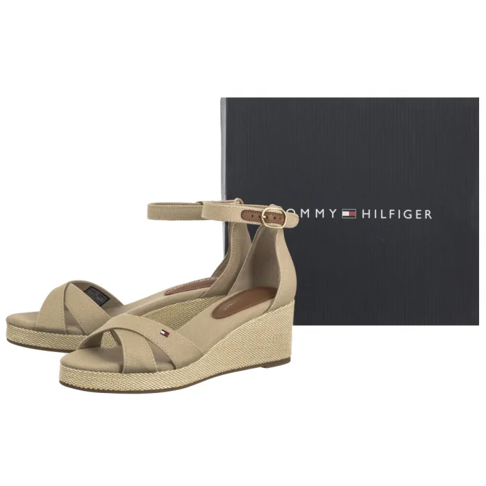 Sandały Tommy Hilfiger Flag Criss-Cros Mid Wedge Espad Horseradish FW0FW08481 ACC – zdjęcie 8