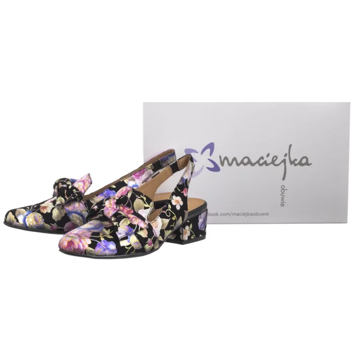 Sandały Maciejka Czarne w Kwiaty N6539-43/00-1 – zdjęcie 5