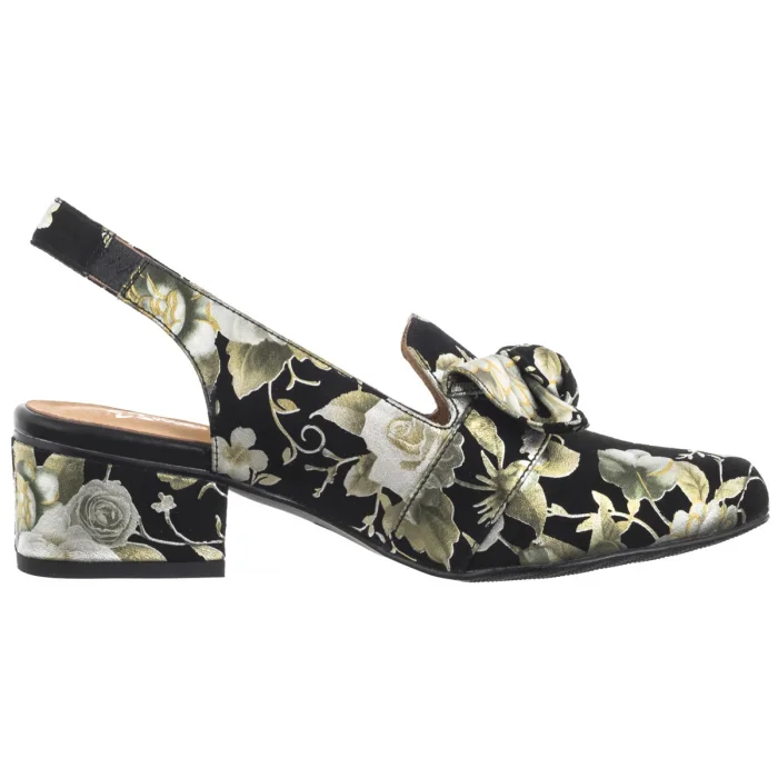 Sandały Maciejka Czarne w Kwiaty Złote N6539-44/00-1 – zdjęcie 3
