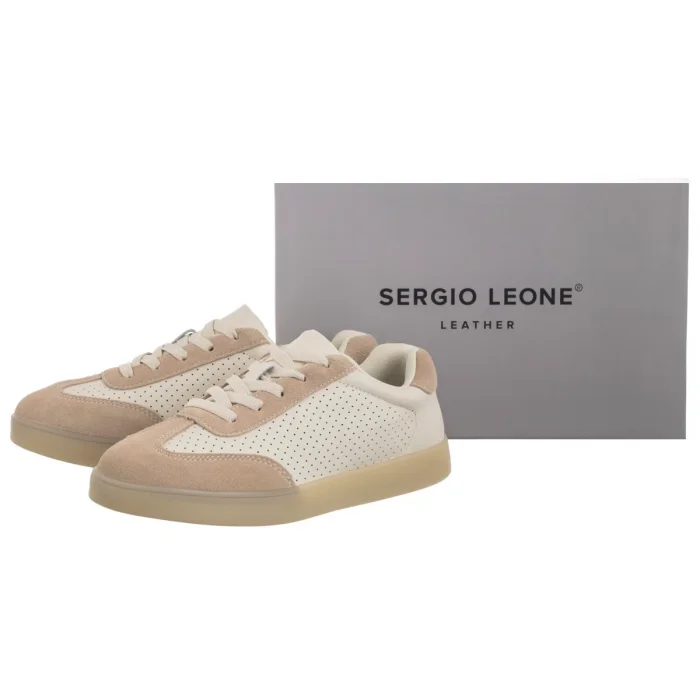 Półbuty Sergio Leone Jasnobeżowe Ażurowe SP 118 – zdjęcie 6