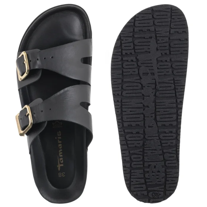 Klapki Tamaris Czarne 1-27500-44 003 Black Leather – zdjęcie 5